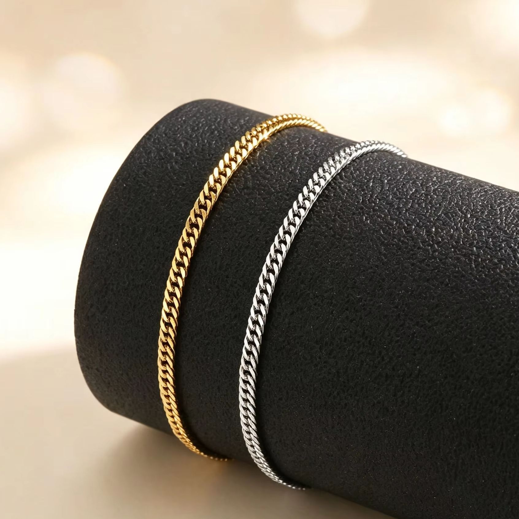 Jc Jewelry & Watches Photos - Dünnes kubanisches Fußkettchen für Damen, Edelstahl-Fußkette