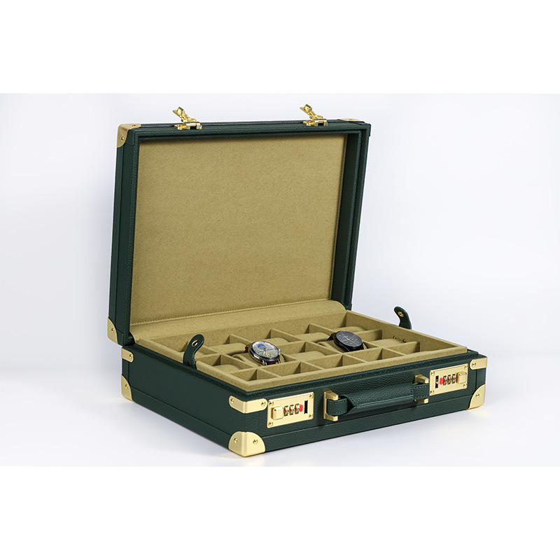 Watch Display Box - OEM ODM Luxuriöse 15-Fach Grüne PU-Leder